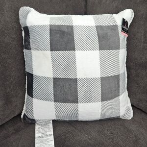 Cuddl Duds Gray Black and White Plaid Throw Pillow